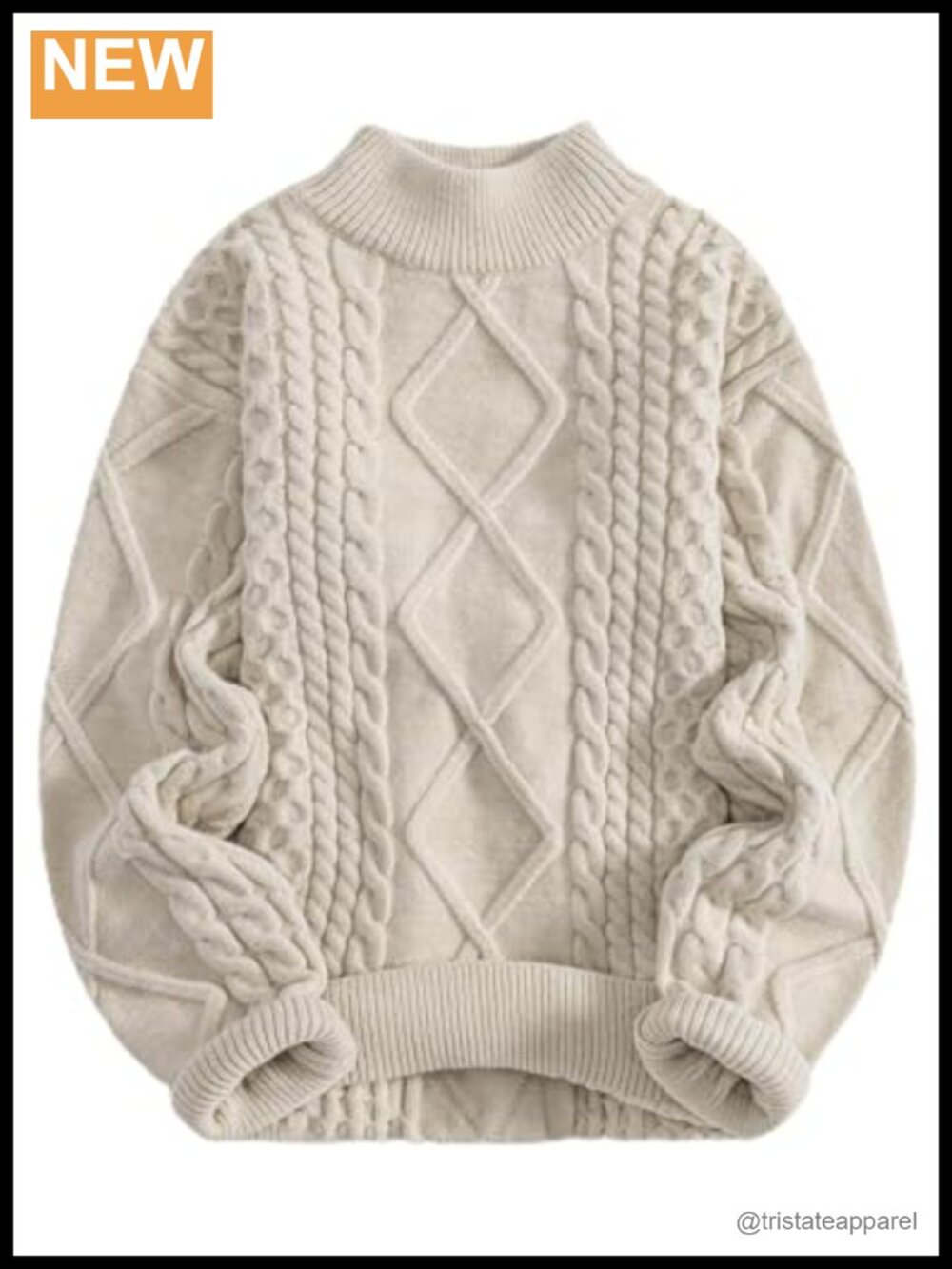 Oversized Women's Turtleneck Cable Knit Pullover Sweater Arctic Velvet